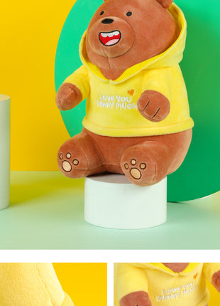 We Bare Bears Plush Toy With Hoodie(Grizzly)