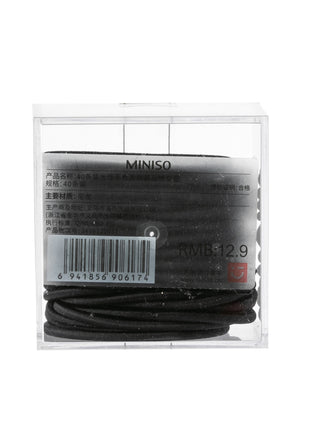 Black Hair Ties with Container (40 pcs)