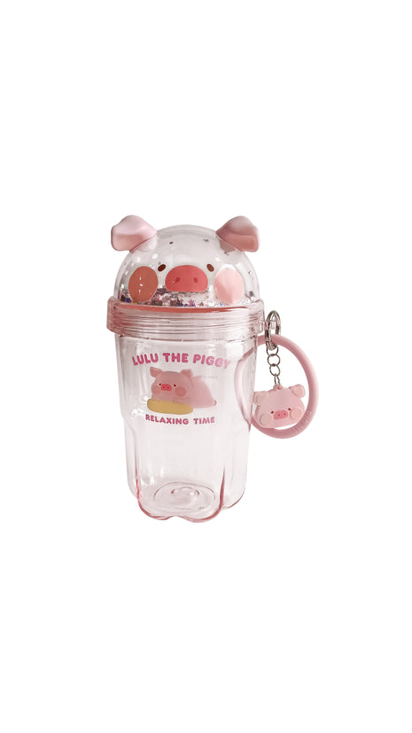 LuLu the Piggy Collection Water Bottle with Decoration & Strap 560mL(Pink)